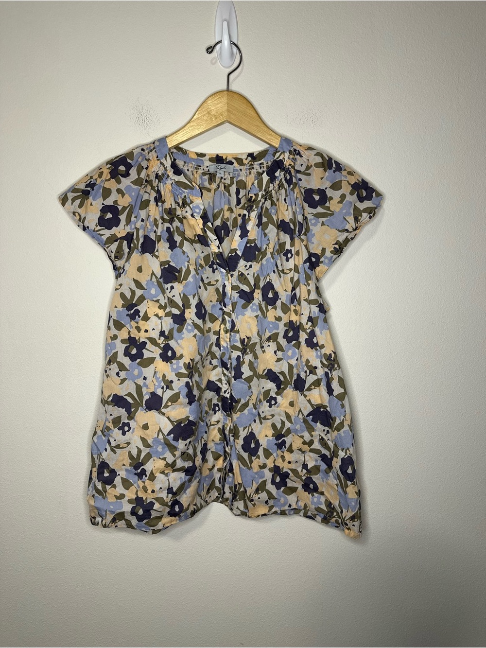 Rails ALENA TOP - MOD FLORAL cotton boho flutter sleeve quiet luxury blouse XL - Picture 4 of 10